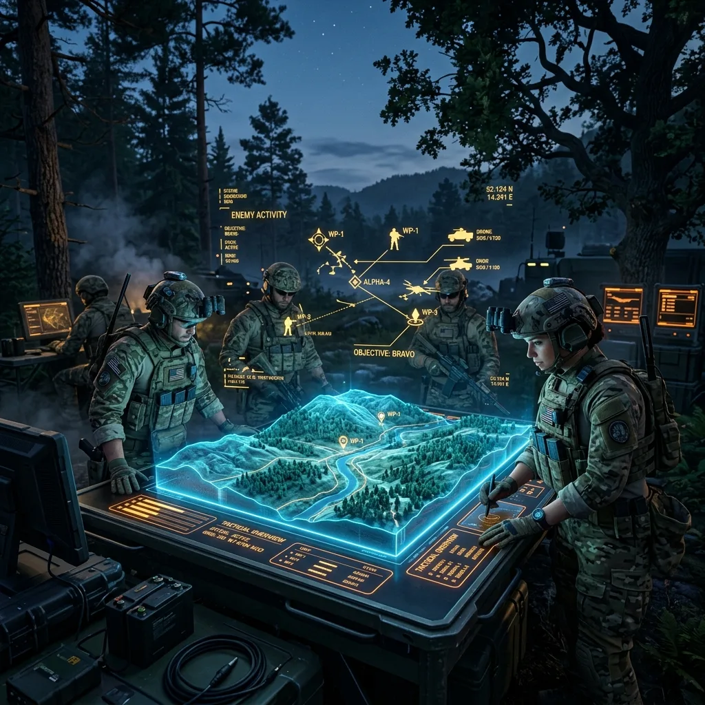 A commander’s map table with unit markers, representing the planning side of game development